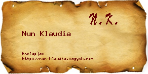 Nun Klaudia névjegykártya